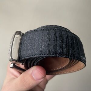 Canali Made In Italy Vitello Stampato Embossed Calfskin Leather Belt